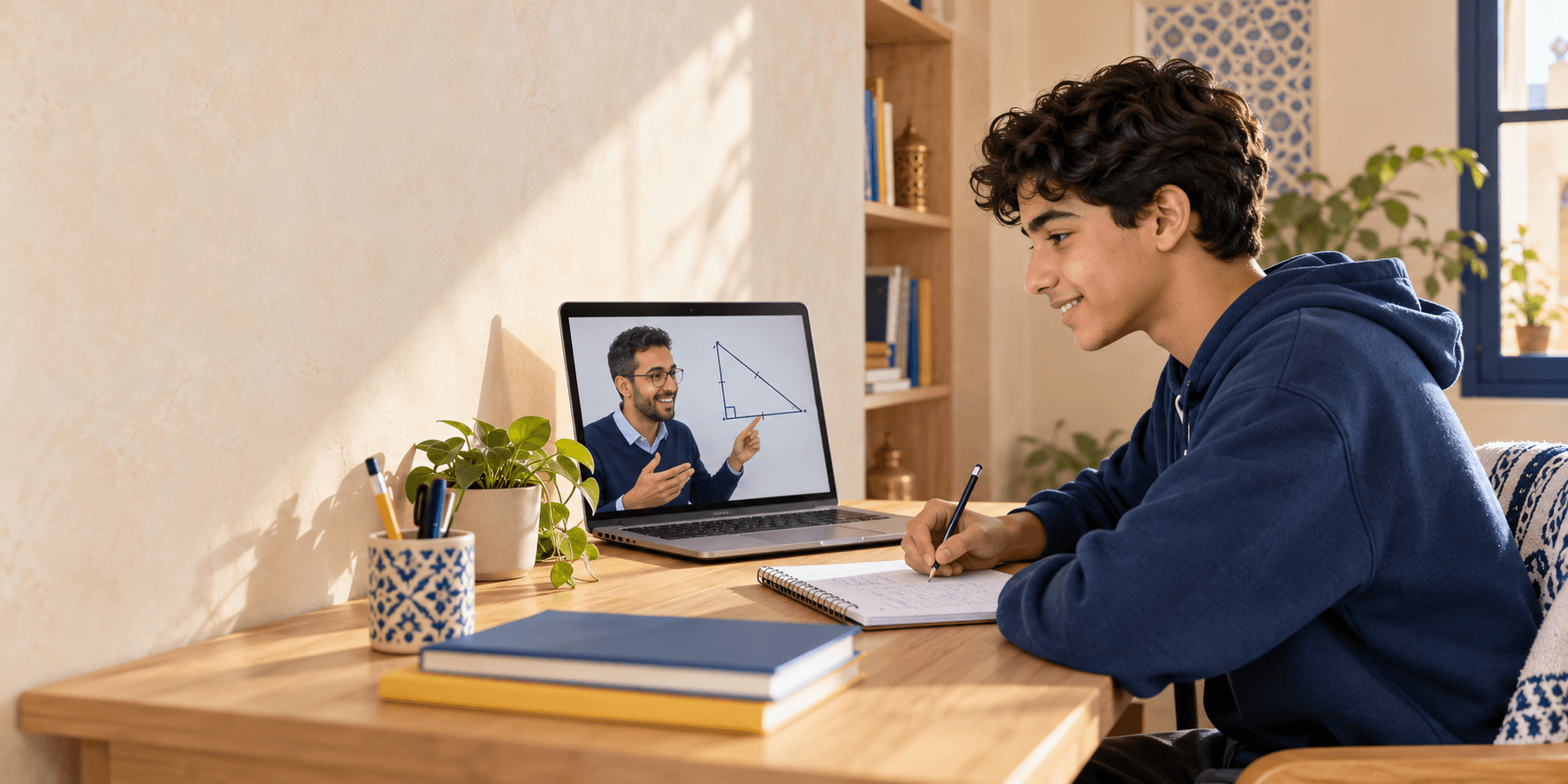 Professeur donnant un cours particulier en direct en ligne
